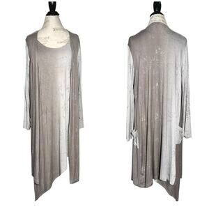 Brynn Walker | Women | Lagenlook Asymmetric Tunic Top Kirin Cardigan Set | Large